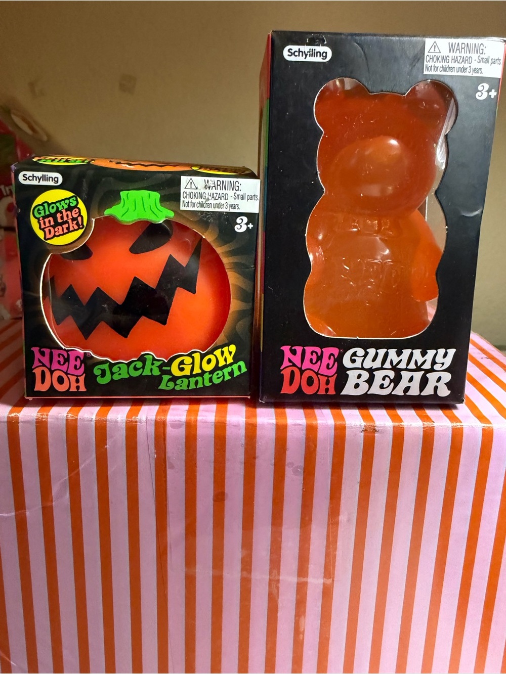 🧡🎃NeeDoh Orange Gummy Bear & 🎃Jack-Glow Lantern🎃 Duo!!🧡🧡